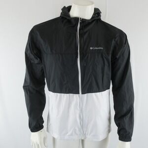 Columbia Full Zip Long Sleeve Windbreaker Jacket Mens M‎ Black White
